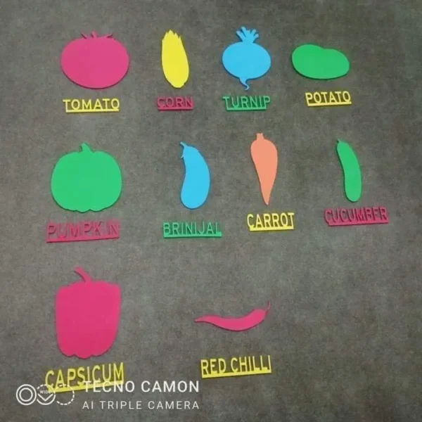 9 Fruits with name of Rubber Foamic Montessori System Materials