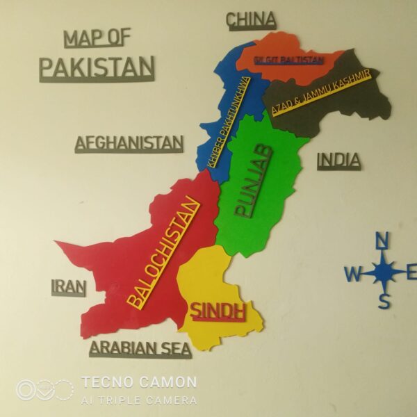 Pakistan Map - 5 Feet x 3 Feet | Rubber Foam Material (3mm Thickness) - Image 2