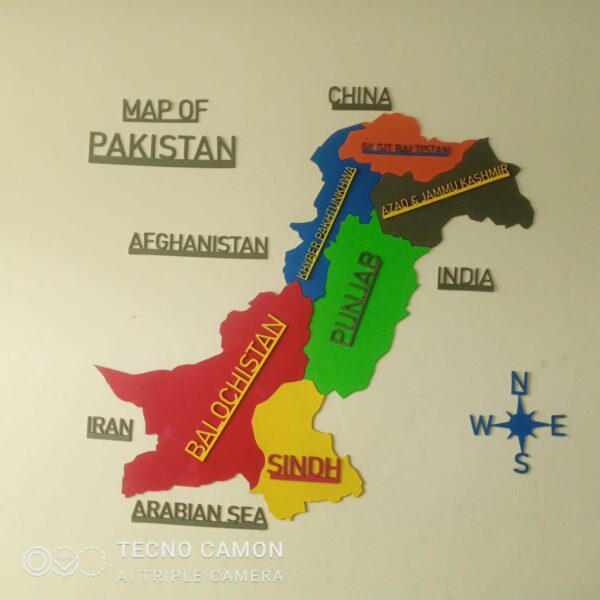 Pakistan Map - 5 Feet x 3 Feet | Rubber Foam Material (3mm Thickness)