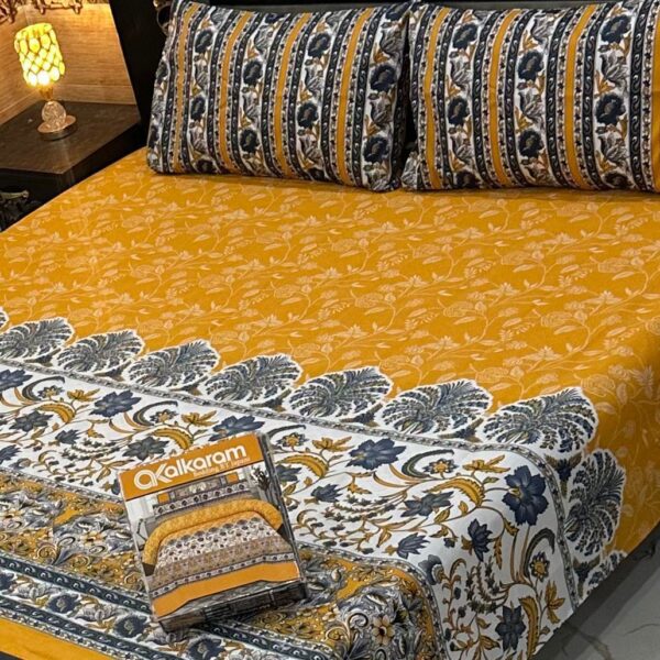 Multi Colors 3Pcs Cotton Mix Bedsheet Set (Alkaram)