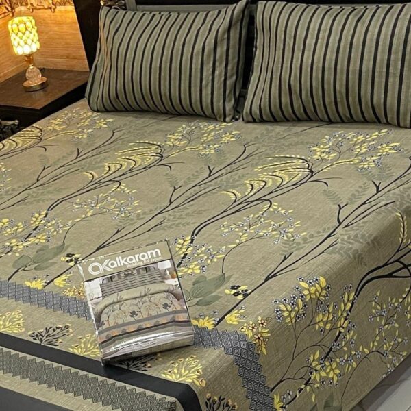 Multi Colors 3Pcs Cotton Mix Bedsheet Set (Alkaram)