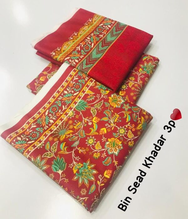 Binsead slub khadar 3PCs printed collection