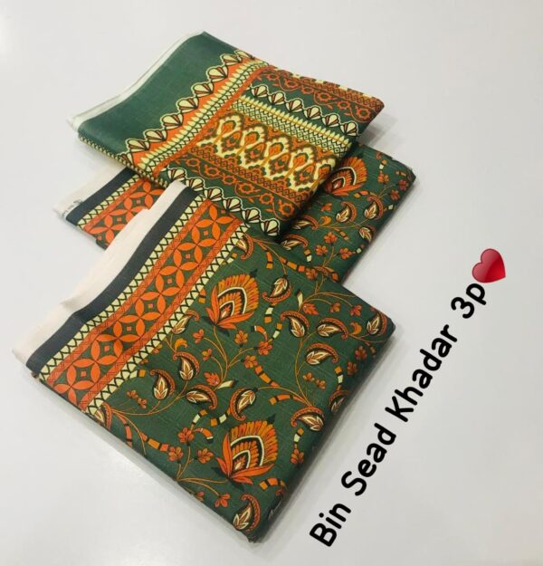 Binsead slub khadar 3PCs printed collection