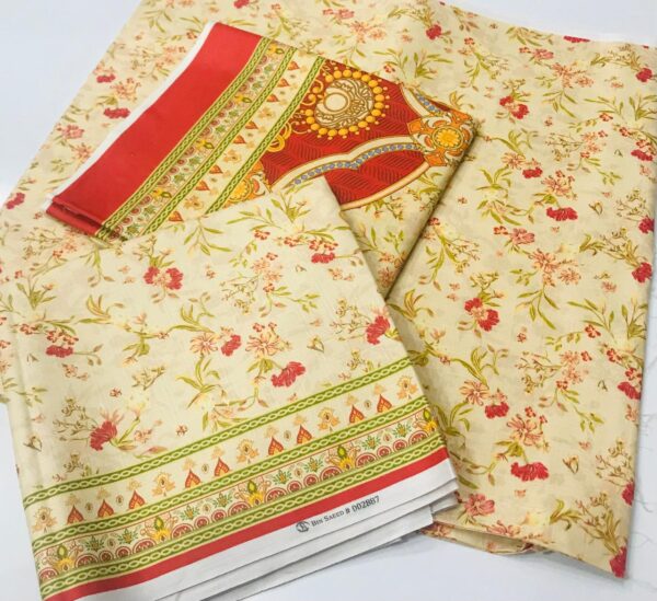 Binsead slub khadar 3PCs printed collection - Image 2