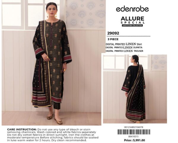 Linen  printed collection 3PCs Edenrobe brand - Image 5