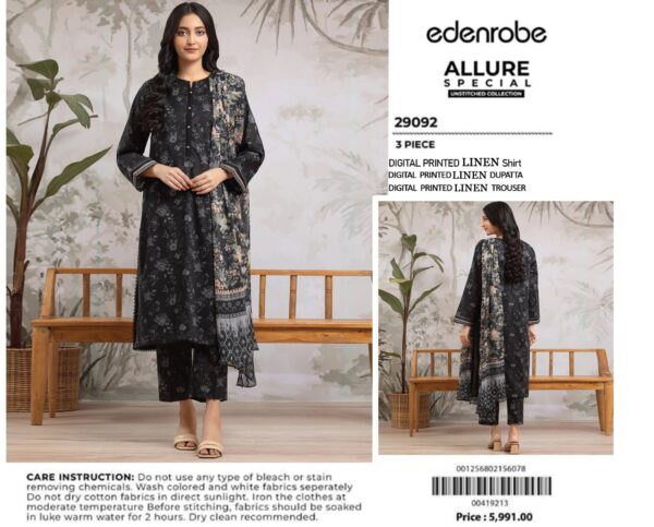 Linen  printed collection 3PCs Edenrobe brand - Image 6