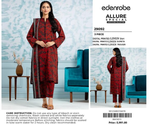 Linen  printed collection 3PCs Edenrobe brand - Image 8