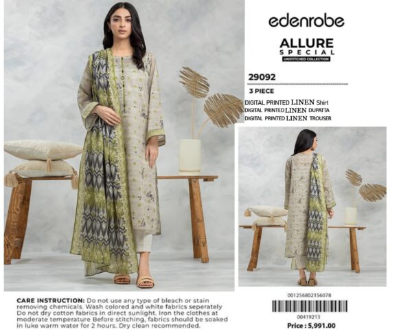 Linen  printed collection 3PCs Edenrobe brand - Image 2