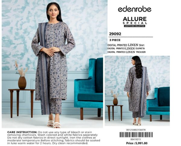 Linen  printed collection 3PCs Edenrobe brand - Image 9