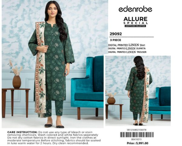 Linen  printed collection 3PCs Edenrobe brand - Image 7